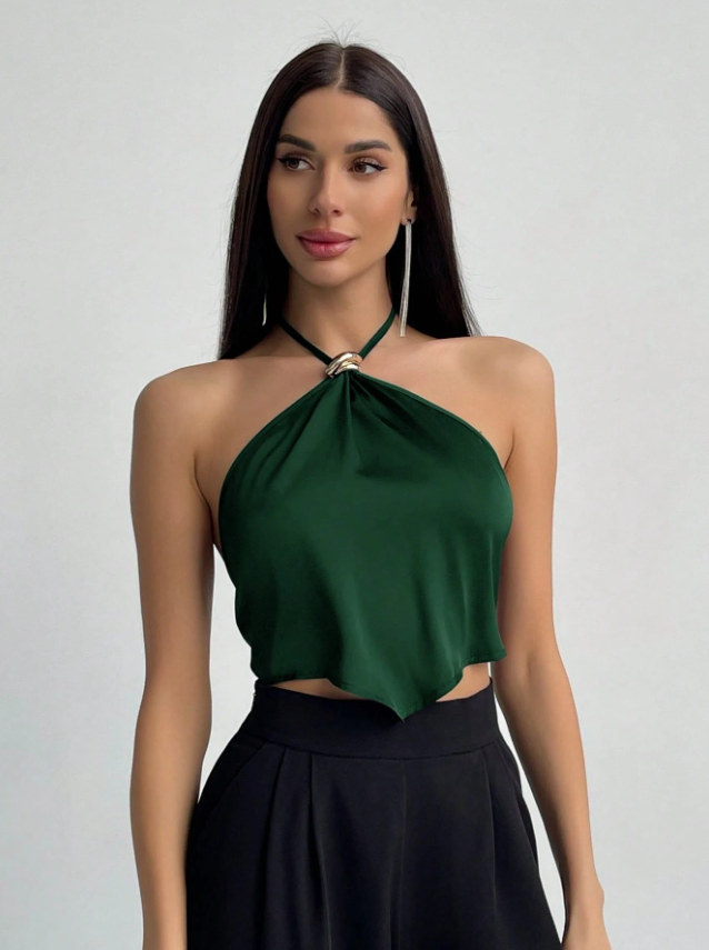 Top Verde Espalda Abierta