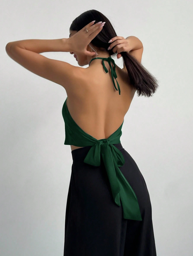 Top Verde Espalda Abierta