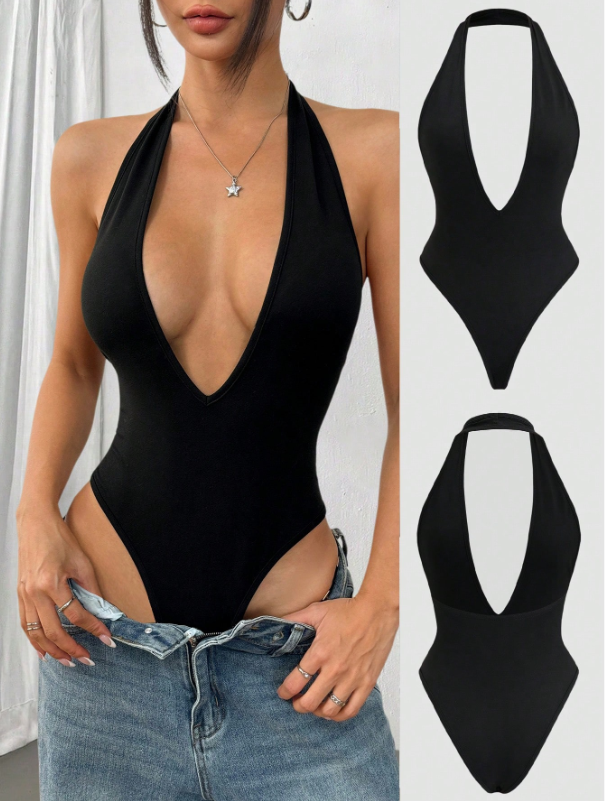 Body sin espalda con escote en V